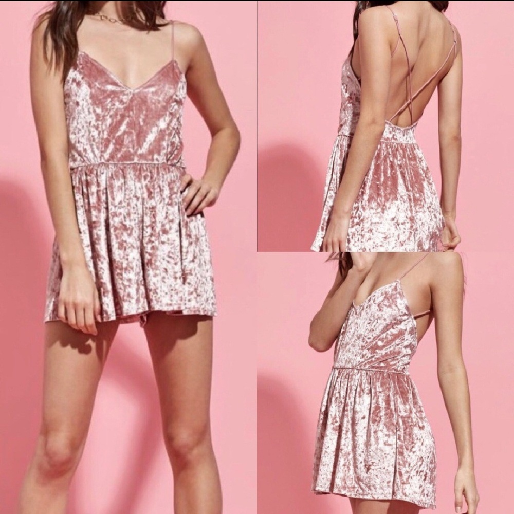 Pink Crushed Velvet Romper